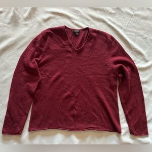 Prive Pure Cashmere 2-Ply Sweater Womens XL Maroon Pullover V-Neck  Long Sleeve
